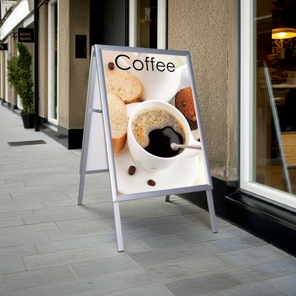 22" x 28" Weatherproof A-Frame Sidewalk Sign, Silver with Snap Frame