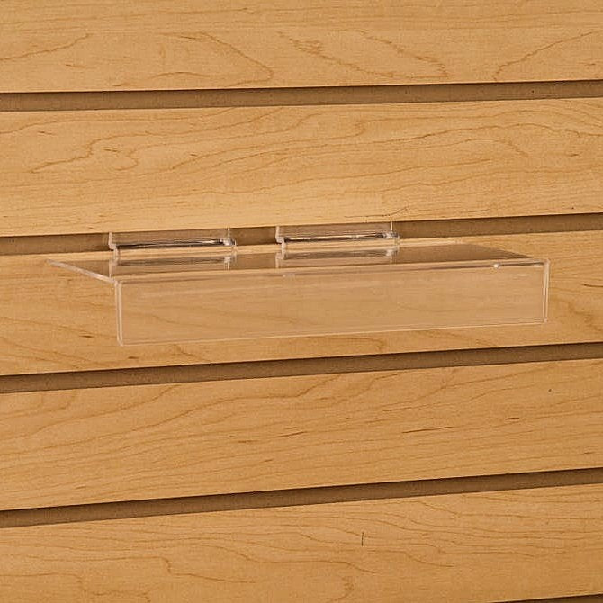 10" Styrene Slatwall Utility Shelf with Sign Slot - Braeside Displays