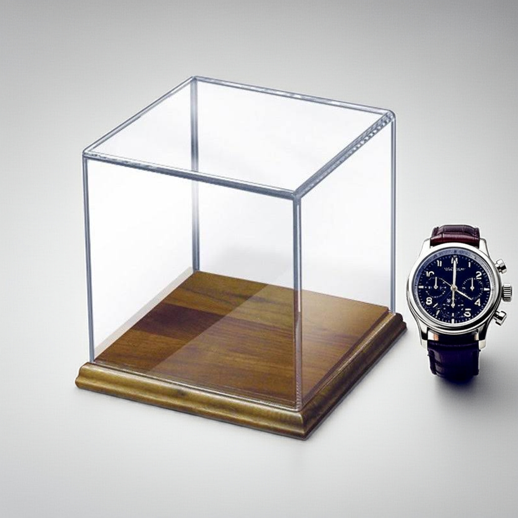 Acrylic Rectangular Case with Hardwood Base