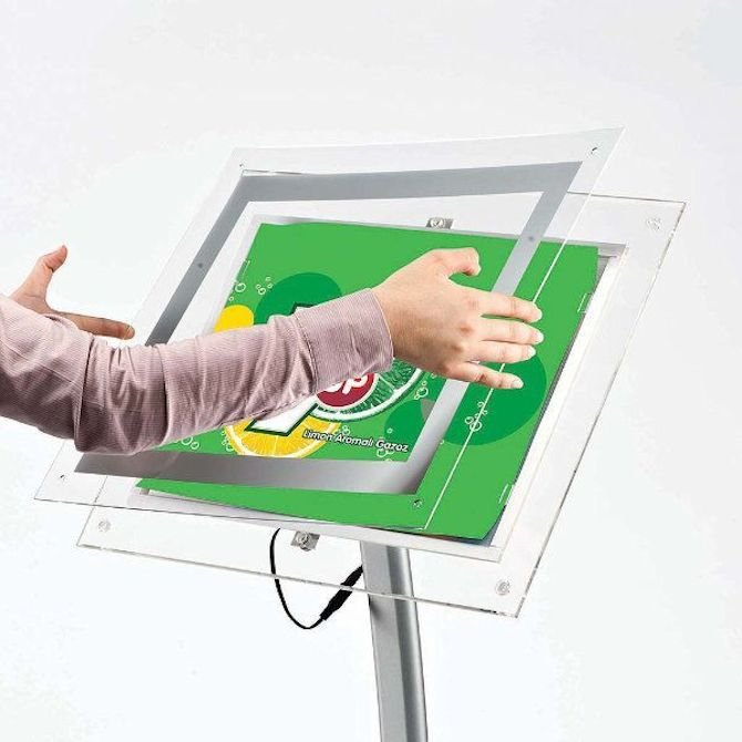 11" x 17" LED-Lit Acrylic Sign Frame Stand - Braeside Displays