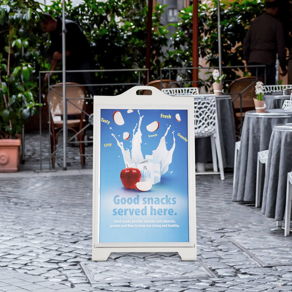 24x36" White A-Frame Sidewalk Sign w/ Lens Cover - Double Sided Portable Folding Display for Restaurants & Cafes - Street SignPro Curb Advertising