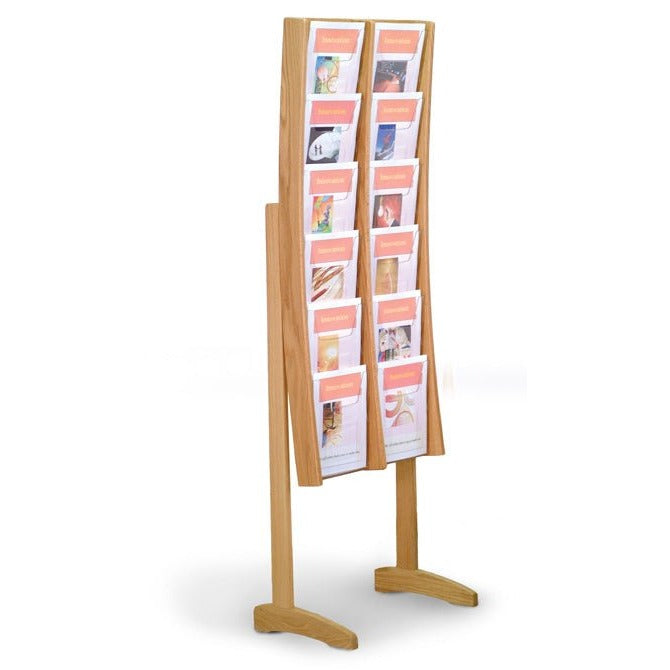 12 POCKET FLOOR STANDING WOOD MAGAZINE RACK – Braeside Displays