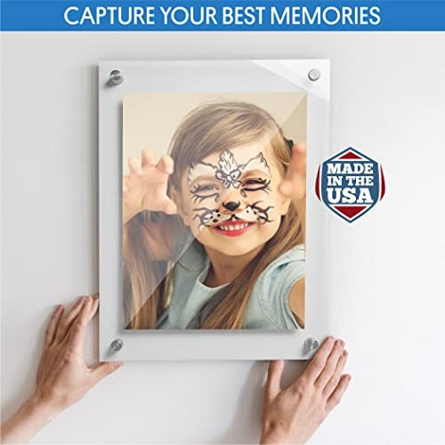 Displaybug Acrylic Frame – Standoff Floating Frame for Photos, Diplomas, Certificates, Posters – Modern and Minimalist Acrylic Picture Frame for Home and Office – Portrait or Landscape - Braeside