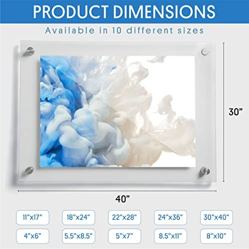 Displaybug Acrylic Frame – Standoff Floating Frame for Photos, Diplomas, Certificates, Posters – Modern and Minimalist Acrylic Picture Frame for Home and Office – Portrait or Landscape - Braeside