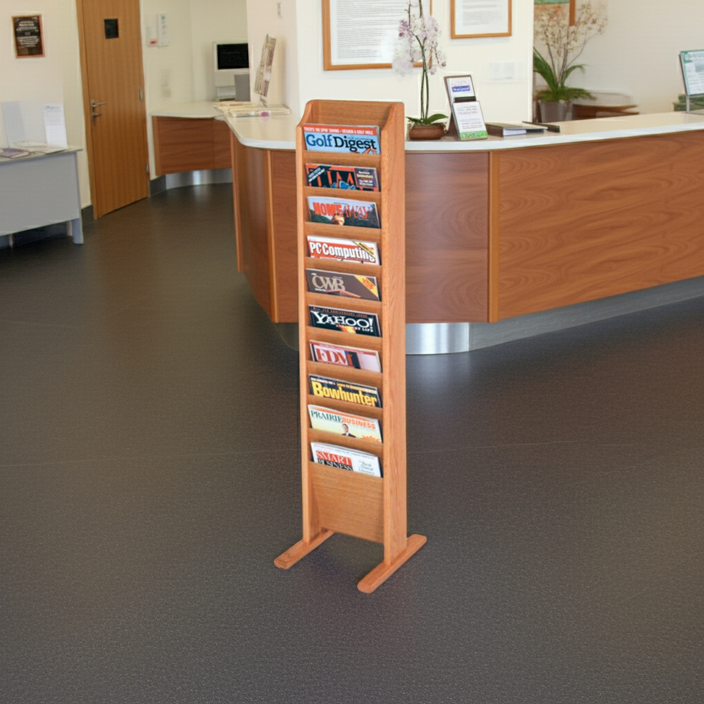 10 Pocket Wood Magazine Rack