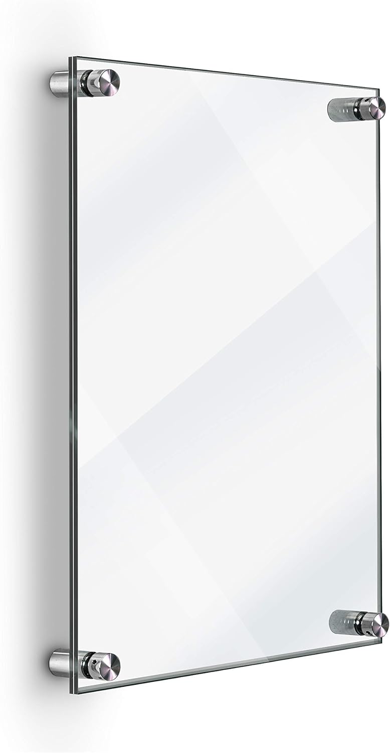 Deluxe Acrylic Standoff Wall Frame, Clear (22" x 28")